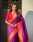 Purple Soft Silk Paithani Zari Woven Saree