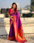 Purple Soft Silk Paithani Zari Woven Saree