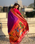 Purple Soft Silk Paithani Zari Woven Saree