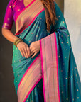 Green Soft Silk Paithani Zari Woven Saree