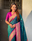 Green Soft Silk Paithani Zari Woven Saree