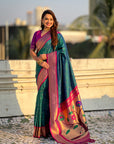 Green Soft Silk Paithani Zari Woven Saree