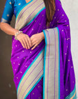 Purple Soft Silk Paithani Zari Woven Saree