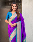 Purple Soft Silk Paithani Zari Woven Saree