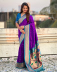 Purple Soft Silk Paithani Zari Woven Saree