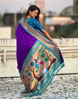 Purple Soft Silk Paithani Zari Woven Saree