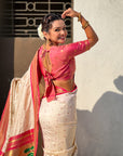 Cream Soft Silk Paithani Zari Woven Saree