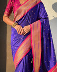 Violet Soft Silk Paithani Zari Woven Saree