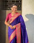 Violet Soft Silk Paithani Zari Woven Saree