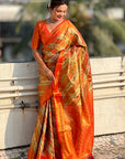 Red Original Dharmavaram Leheriya Silk Zari Woven Saree