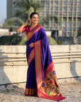 Violet Soft Silk Paithani Zari Woven Saree