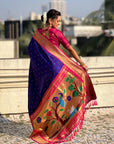 Violet Soft Silk Paithani Zari Woven Saree
