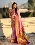 Lavender Soft Silk Paithani Zari Woven Saree