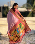 Lavender Soft Silk Paithani Zari Woven Saree