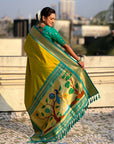 Mehendi Green Soft Silk Paithani Zari Woven Saree