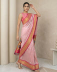 Babypink Soft Silk Paithani Saree For Women Meenakari Zari Weaving Floral Motifs Traditional Wedding Saree With Brocade Blouse
