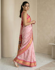 Babypink Soft Silk Paithani Saree For Women Meenakari Zari Weaving Floral Motifs Traditional Wedding Saree With Brocade Blouse