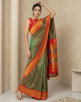 Mehendi Red Soft Silk Paithani Saree For Women Meenakari Zari Weaving Floral Motifs Traditional Wedding Saree With Brocade Blouse