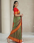 Mehendi Red Soft Silk Paithani Saree For Women Meenakari Zari Weaving Floral Motifs Traditional Wedding Saree With Brocade Blouse