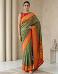 Mehendi Red Soft Silk Paithani Saree For Women Meenakari Zari Weaving Floral Motifs Traditional Wedding Saree With Brocade Blouse