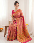 Pink Pure Soft Tissue Paithani Saree Designer Traditional Saree With Meenakari Pallu Peacock Border Zari Weaving Wedding Festive Saree