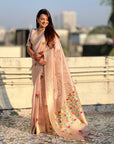 Organza Jamdani Saree with Zari Woven Pallu Festive Wear Saree with Brocade Blouse