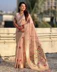 Organza Jamdani Saree with Zari Woven Pallu Festive Wear Saree with Brocade Blouse