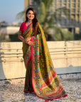 Mehendi Green Pure Viscose Silk Position Printed Darbari Saree
