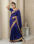 Violet Paithani Silk Saree with Jhumka Zari Motifs, Meenakari Peacock Pallu and Triple Muniya Border