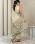 Chickoo Muga Cotton Saree with Resham Weaving  Meenakari Buttis, Pencil Art Pallu – Soft Summer Saree with Blouse Piece