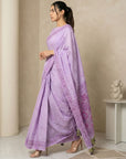 Lavender Muga Cotton Saree with Resham Weaving  Meenakari Buttis, Pencil Art Pallu – Soft Summer Saree with Blouse Piece