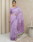 Lavender Muga Cotton Saree with Resham Weaving  Meenakari Buttis, Pencil Art Pallu – Soft Summer Saree with Blouse Piece
