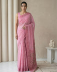 Pink Muga Cotton Saree with Resham Weaving  Meenakari Buttis, Pencil Art Pallu – Soft Summer Saree with Blouse Piece