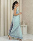 Sky Muga Cotton Saree with Resham Weaving  Meenakari Buttis, Pencil Art Pallu – Soft Summer Saree with Blouse Piece