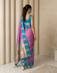 Lavender Soft Silk Paithani Saree Meenakari Peacock Motifs Zari Woven Swan Pallu Saree With Brocade Blouse