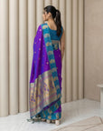 Wine Soft Silk Paithani Saree Meenakari Peacock Motifs Zari Woven Swan Pallu Saree With Brocade Blouse