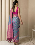 Rama Premium Patola Silk Ikat Meenakari Zari Woven Saree with Contrast Pallu and Brocade Blouse