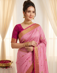 Baby PInk Premium Soft Silk Saree Designer Party Wear Saree With Gold Zari Peacock Motifs Meenakari Pallu Wedding Festive Saree