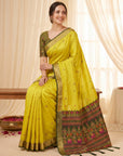 Mehendi Premium Soft Silk Saree Designer Party Wear Saree With Gold Zari Peacock Motifs Meenakari Pallu Wedding Festive Saree