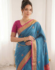 Rama Premium Soft Silk Saree Designer Party Wear Saree With Gold Zari Peacock Motifs Meenakari Pallu Wedding Festive Saree
