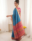 Rama Premium Soft Silk Saree Designer Party Wear Saree With Gold Zari Peacock Motifs Meenakari Pallu Wedding Festive Saree