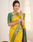 Yellow Premium Soft Silk Saree Designer Party Wear Saree With Gold Zari Peacock Motifs Meenakari Pallu Wedding Festive Saree