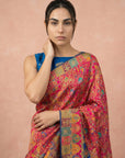 Pink Pure Viscose Silk Meenakari Zari Woven Saree with Traditional Pallu and Brocade Blouse