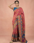 Pink Pure Viscose Silk Meenakari Zari Woven Saree with Traditional Pallu and Brocade Blouse