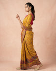 Mustard Pure Viscose Silk Meenakari Zari Woven Saree with Traditional Pallu and Brocade Blouse
