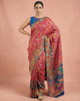 Pink Pure Viscose Silk Meenakari Zari Woven Saree with Traditional Pallu and Brocade Blouse