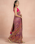 Purple Pure Viscose Silk Meenakari Zari Woven Saree with Traditional Pallu and Brocade Blouse