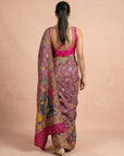 Purple Pure Viscose Silk Meenakari Zari Woven Saree with Traditional Pallu and Brocade Blouse