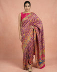 Purple Pure Viscose Silk Meenakari Zari Woven Saree with Traditional Pallu and Brocade Blouse
