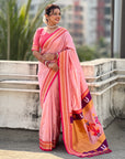 Top Trending Vitthala Contrast Paithani Saree Rakhumai Soft Silk Traditional Design